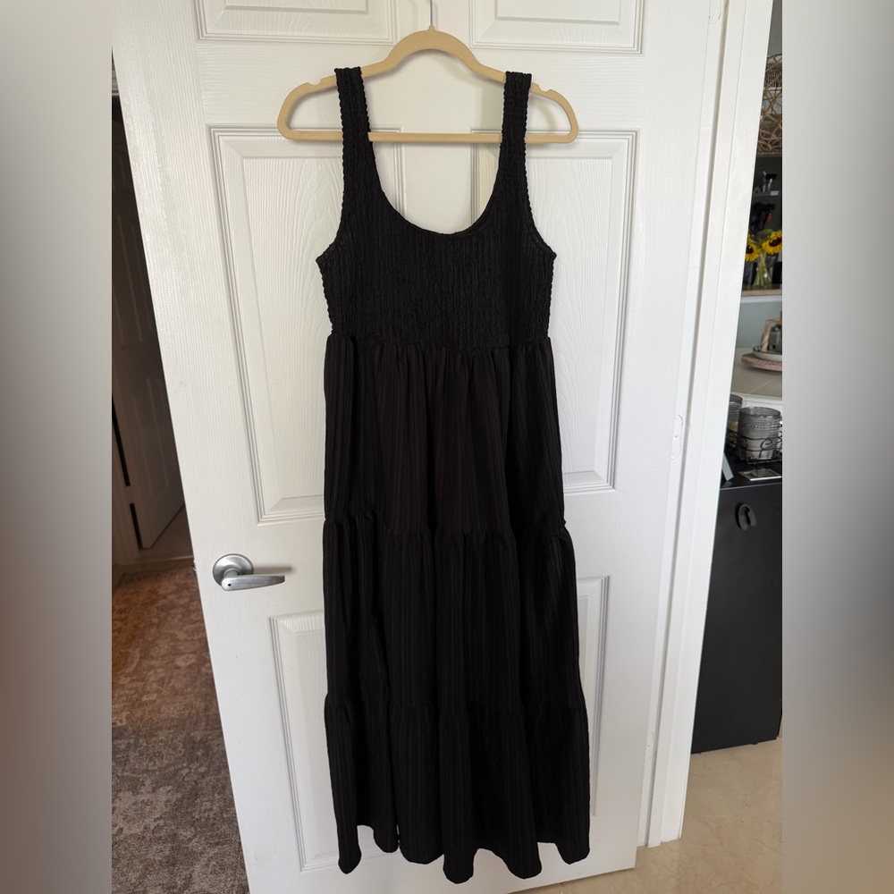 ASOS Black Sleeveless Tiered Maxi Dress